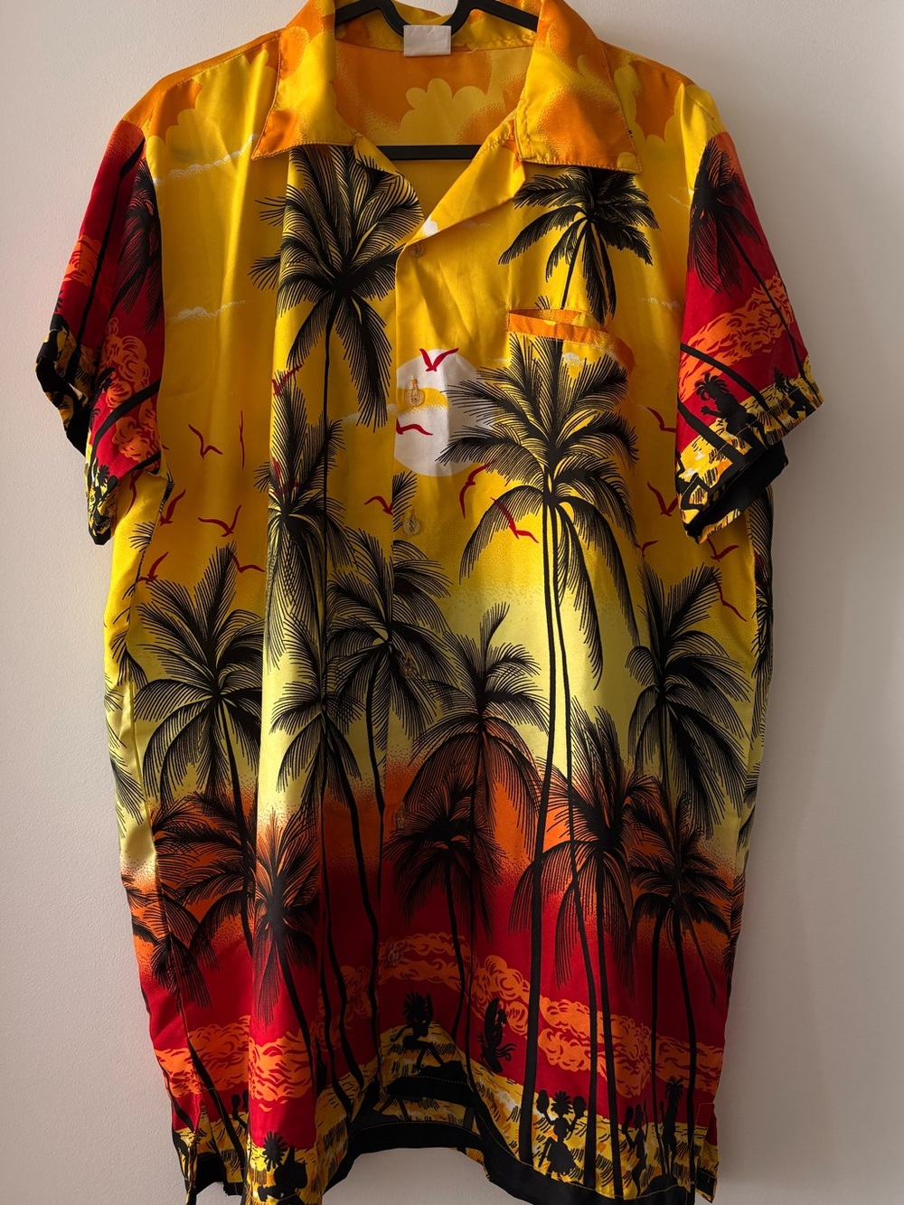 King Kamehameha Hawaiian Shirt 100% Terivoile Tropical Palm Sunset